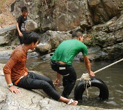 survival swimming in clothes